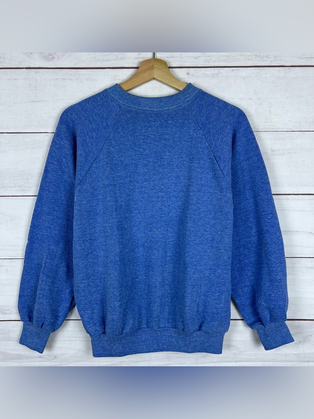 true vtg 60s 70s blank Blue raglan pullover sweatshirt fits Medium